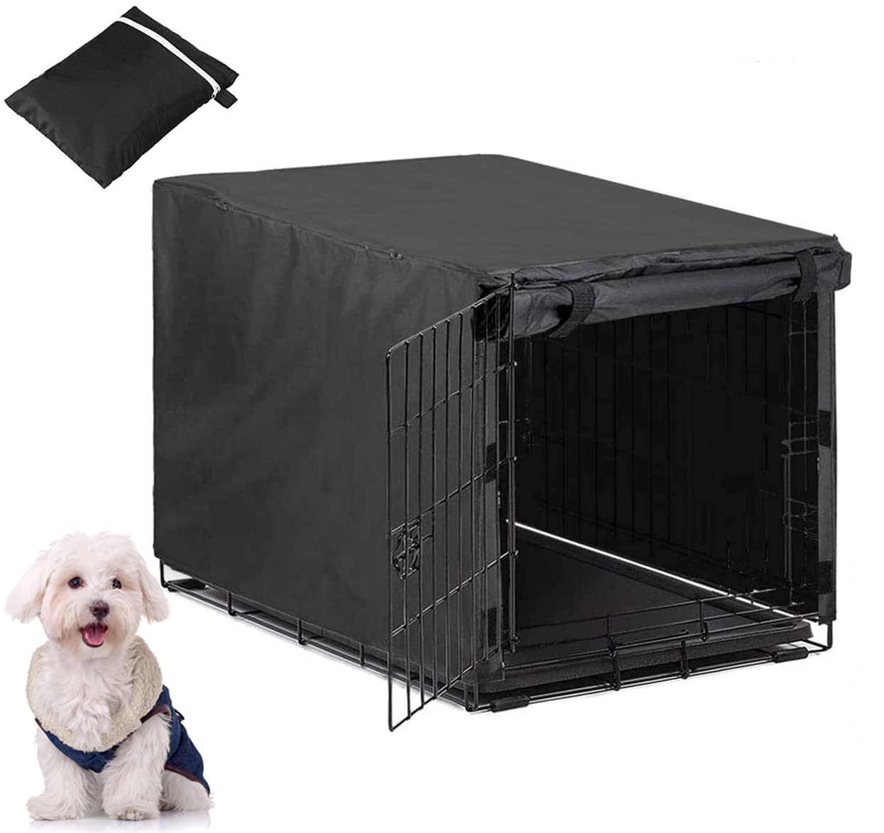 COOSOO Dog Crate Cover 24 Inch Waterproof Heavy Duty Pet Kennel Cover Breathable Door Wire Dog Crate Cover for Indoor Outdoor Protection Puppy Cage Cover Sunblock Summer/Winter Warm