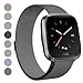 Deyo Fitbit Versa Bands for Women Men Large Small,Stainless Steel Milanese Loop Metal Replacement Bracelet with Magnetic Closure Accessories Wristbands for Fitbit Smartwatch(Graphite, L)