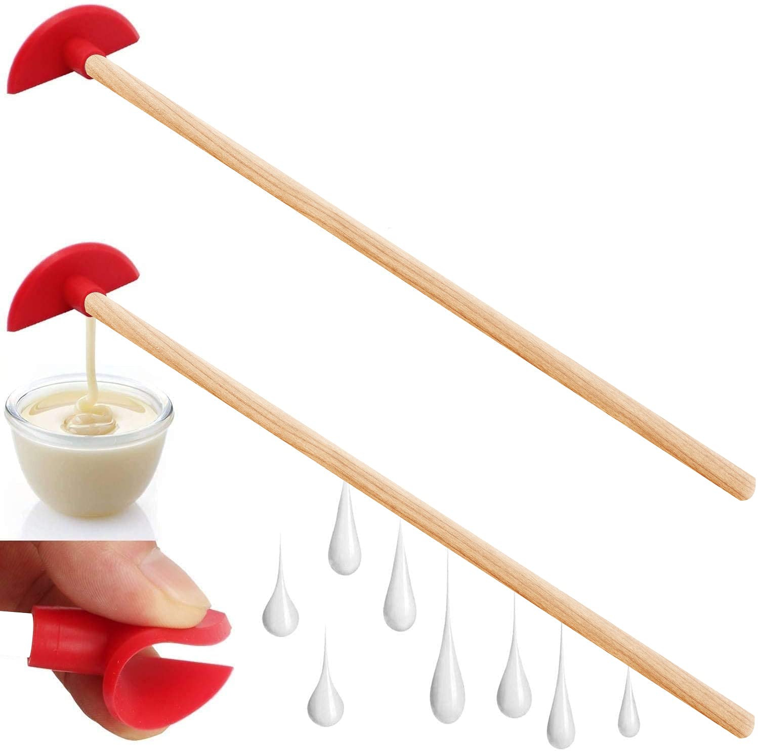 ddLUCK Silicone Bottle Scraper - Reusable Aid to Get The Every Drop, Silicone Every Drop Spatula - 35cm/14" Long Handle Clean Tools (2 Pcs)