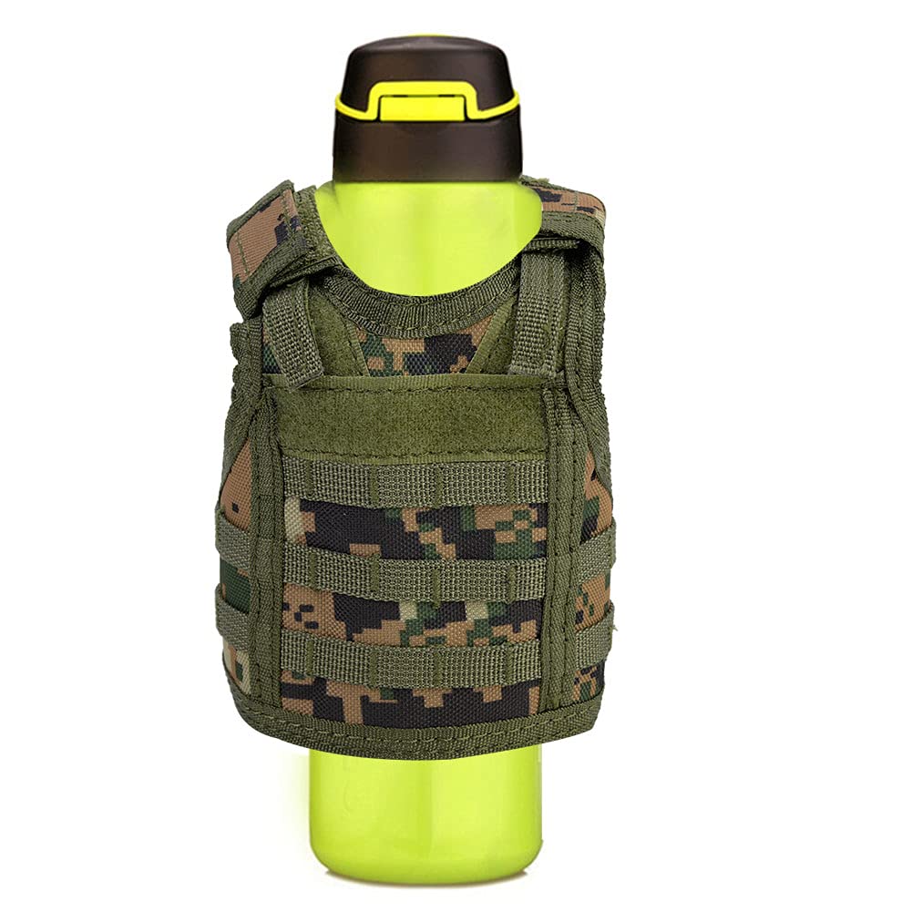 Alomejor Beverage Vest Mini Beer Vest Miniature Beverage Bottle Can Holder with Adjustable Straps for Cans Bottles Decoration (15 * 14 * 3cm-Jungle Digital)
