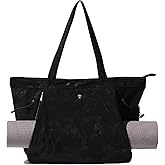 ESVAN Corduroy Yoga Tote Bag Gifts for Women Drawstring Yoga Mat Bag for Office Workout Travel Carryall Pilates Gym