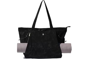 ESVAN Corduroy Yoga Tote Bag Gifts for Women Drawstring Yoga Mat Bag for Office Workout Travel Carryall Pilates Gym