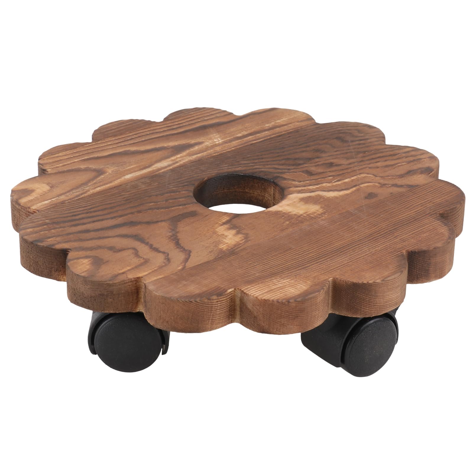 Toddmomy Solid Wood Flower Pot Tray 7.87 Inch Movable Planter Pallet with Wheels for Indoor Outdoor Garden Balcony Patio Use