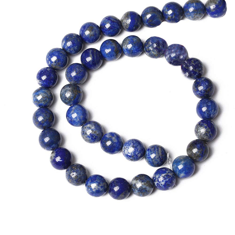 Round Shape Stone Loose Beads Gemstone DIY Bracelet Necklace for Jewelry Making (Lapis Lazuli, 10mm)