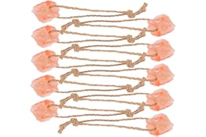 JOINPAYA 10pcs Natural Pink Salt Lick Blocks with Ropes Deer Cattle and Pets Promotes Nutrient Absorption