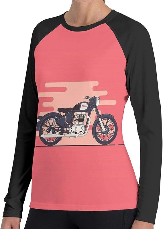 Amazon Co Jp ビンテージバイク Tシャツ レディース 長袖 ラウンドネック 柔らかい 通気 カットソー アンダーシャツ ファッション 春 秋 女性 服 ファッション小物
