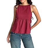 Women Cutout Side Tie Tank Tops Eyelet Sleeveless Babydoll Tops Bandage Embroidered Crop Vest Summer Going Out Vest