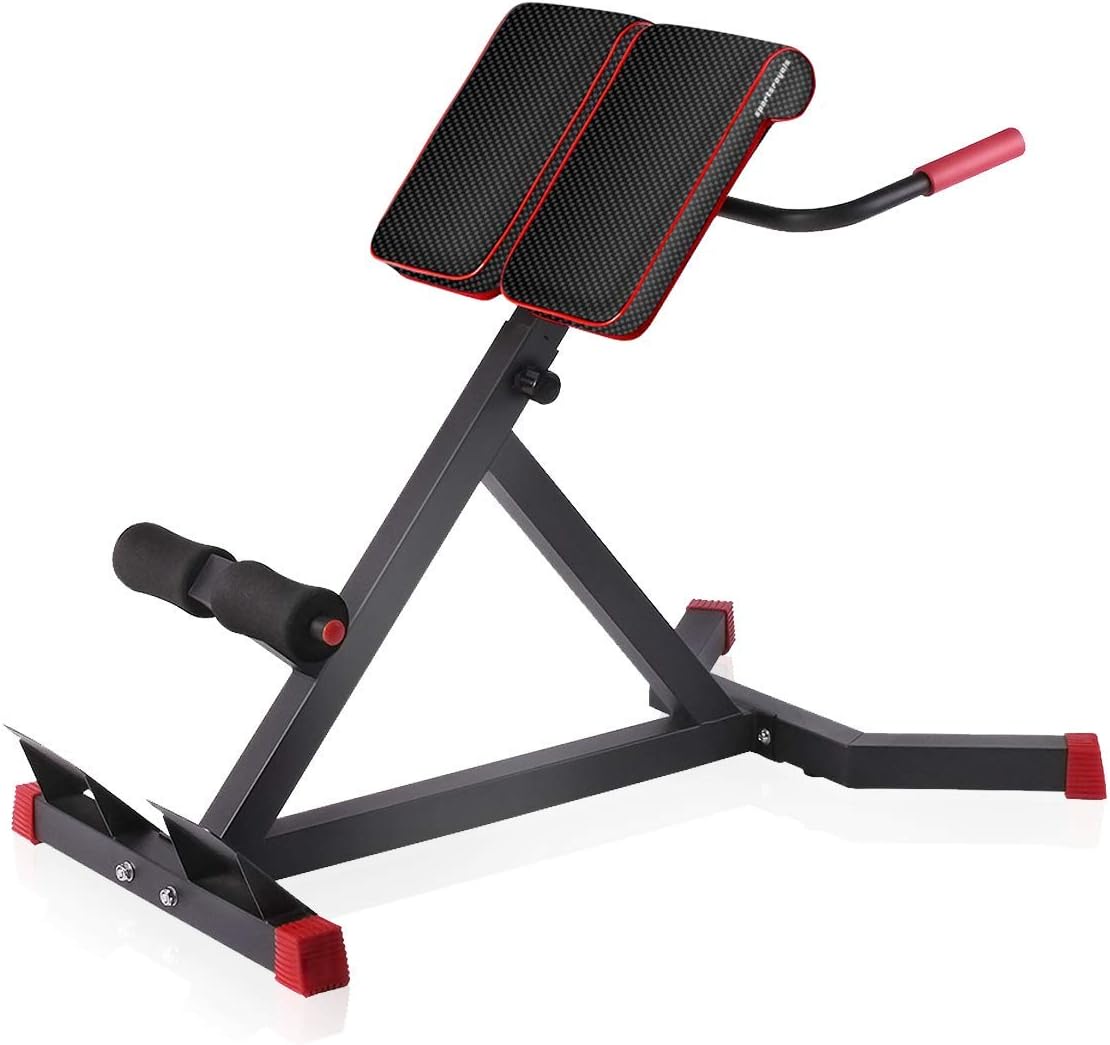 Sportsroyals Adjustable Roman Chair Back Hyperextension Bench for Strengthening Abs and Lower Back