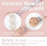 Zouwel 2 Pack Silicone Dummy Clips Wooden Pacifier Holder White Boys Girls view 2
