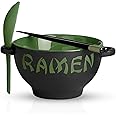 Ceramic Ramen Bowl Set with Chopsticks and Spoon - Microwavable Noodle Bowl Ramen Gift Set - Japanese Bowls for Instant Noodles, Pho, Udon Noodles, Miso Soup - Microwave & Dishwasher Safe (Green,21oz)