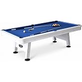 Hathaway Alpine 8-ft Weatherproof Outdoor Pool Table for Patios - White | Rust-Resistant Aluminum Frame, K-55 Cushions, Includes Cues, Balls, Chalk, Triangle, Brush &amp; Cover
