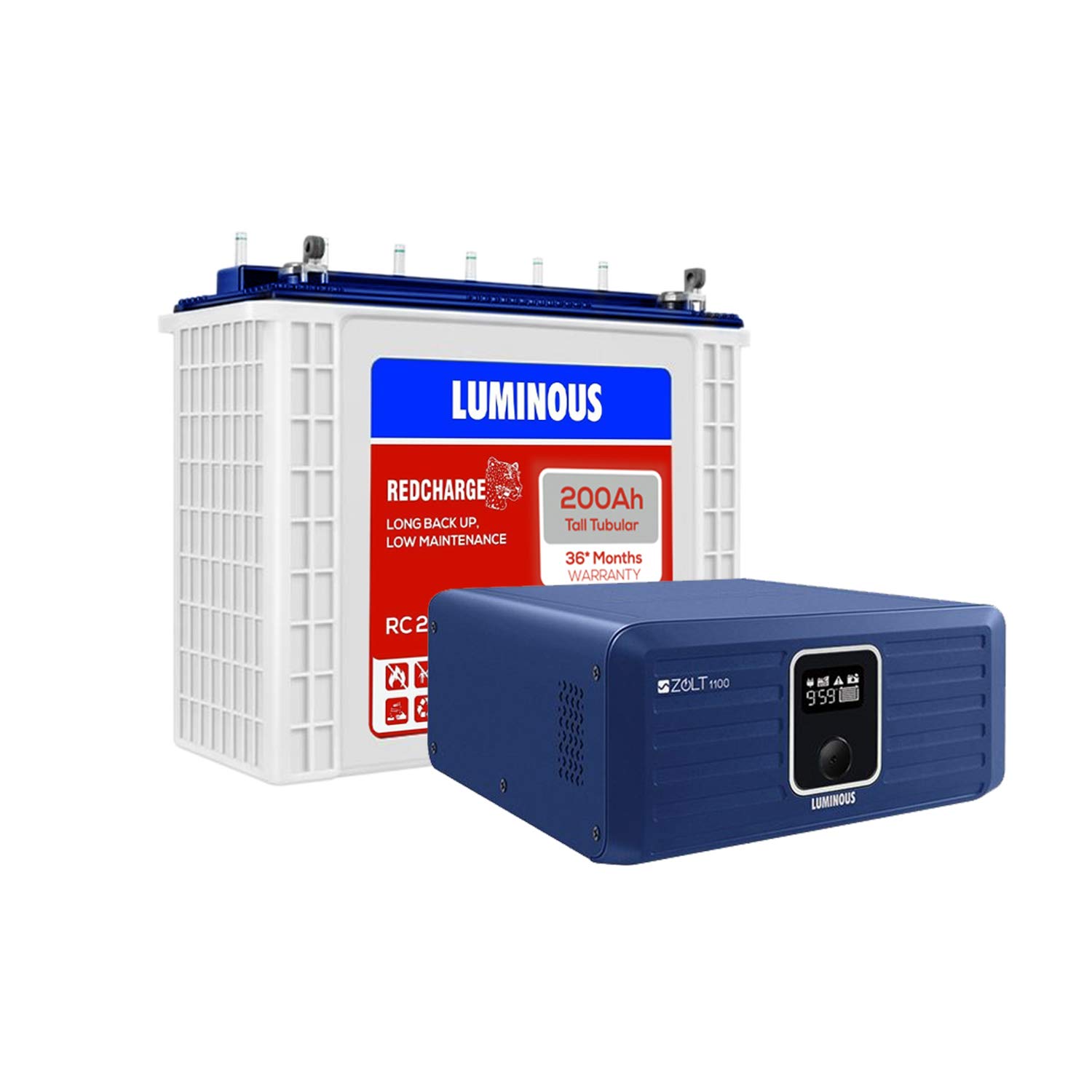 Luminous Zolt 1100 Pure Sine Wave Inverter with Red Charge RC 25000 200