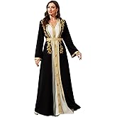 Elegant Muslim Dress with Gold Embroidered Evening Gown, Traditional Islamic Attire