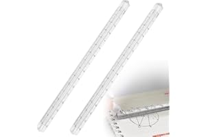 2 Pack Clear Plastic Ruler, 6 Inch & 15 cm Double-Sided Scale Precision Measuring Tool for School, Office, Engineering and DI