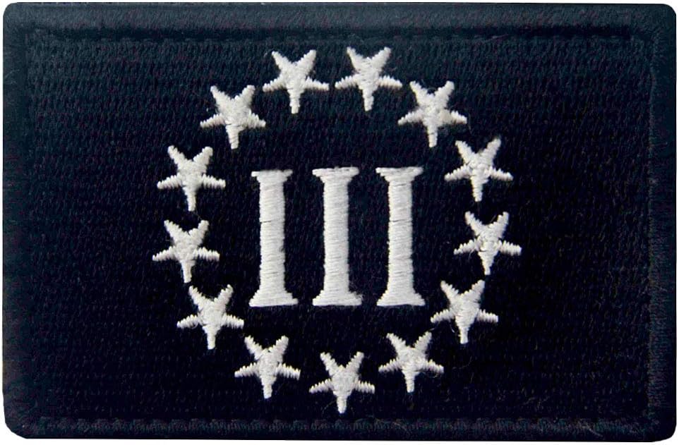 Three Percenter Tactical Patch Embroidered Military Morale Applique Fastener Hook & Loop Emblem