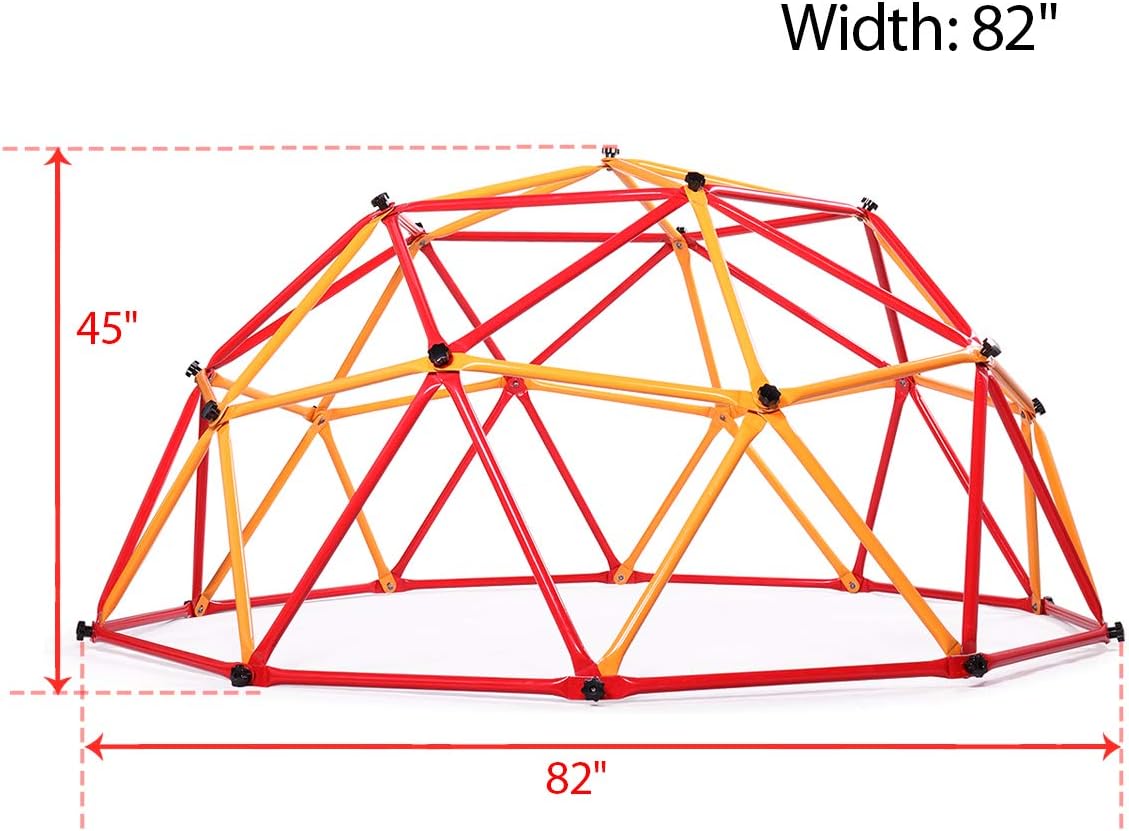 JAXPETY Outdoor Dome Climber Playground Children Kid Swing Set Climbing Frame Backyard Gym, Red and Yellow: Toys & Games