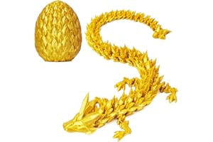 ACTICO 3D Prited Dragon,3D Printed Dragon in Egg, Home Office Decor Executive Desk Toys， Fidget Toys for Adults and Kids (Gold)