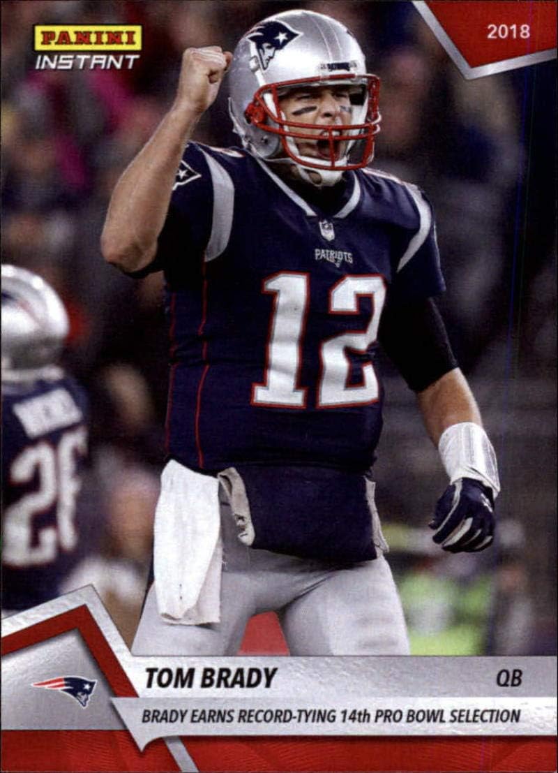 Amazon Com 2018 Panini Instant 193 Tom Brady New England Patriots Earns Record Tying 14th Pro Bowl Selection Print Run Just 63 Made Official Football Card Collectibles Fine Art