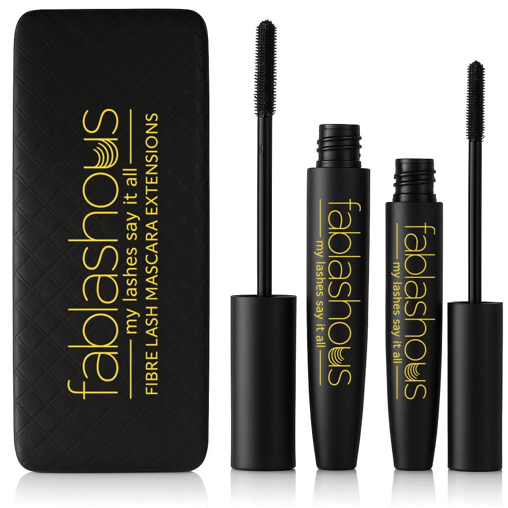 Fablashous 3d Fiber Mascara - Waterproof Black Mascara Volume Length - Natural Green Tea Fibers for False Lash Effect - Smudge Proof & Long Lasting Eye Make-Up - Luxurious Pattern Case
