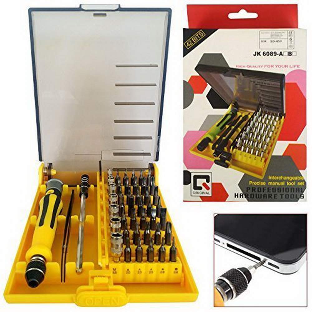 fitTek 45 in 1 Professional Portable Opening Tool Compact Screwdriver Kit Set with Tweezers & Extension Shaft for Precise Repair or Maintenance