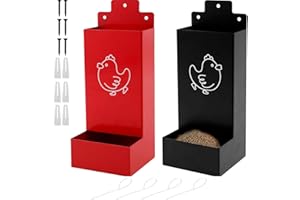 2 Pack Metal Chicken & Oyster Shell Feeder - Hanging Automatic Gravity Dispenser with No Waste Design, Ideal as Chicken Coop 