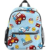 Kids School Bag Girls Boys Preschool Toddler Backpack for Boy Girl Lightweight Shoulder Book Bag for Kids Perfect Back Pack for Toddler to Kindergarten Firefighter Police Car Blue