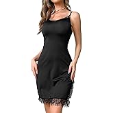 Hamefen Women's Lingerie Sexy Nightwear Spaghetti Strap Round Neck Nightgown Babydoll Chemise S-XXL
