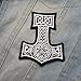 Patches for Jackets Men, 3PCS North Viking Compass Thor Hammer Rune Vegvisir Celtic Embroidered Patch Cool DIY Decor - Black & White