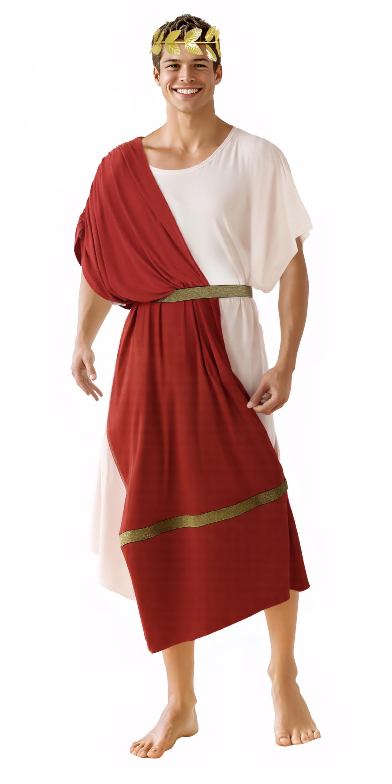 Photo 1 of JPXH Ancient Greek Toga Adult Roman Costume with Headband Halloween Cosplay Outfit