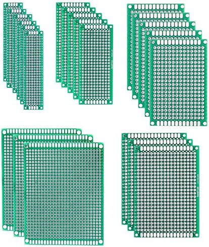 PCB Prototype Board / 5 Sizes Double Sided Proto Prototyping Board Printed Circuit Board for Soldering DIY