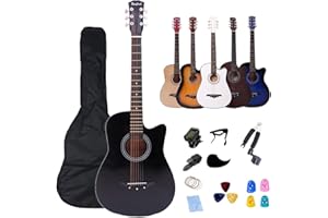 Rosefinch 38 inch Acoustic Guitar for Beginner Child Adult 3/4 Size Smaller Size Guitars Starter Kit W/Bag Strap Pick Capo Gu