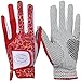 GH Women's Leather Golf Gloves One Pair - Heart Patterned Both Hands (Red, 20 (M))
