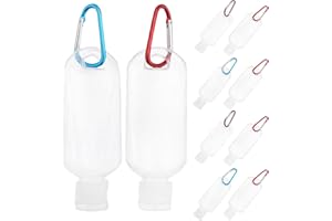 Healvian Refillable Travel Bottles with Hook 10pcs 50ml Leak-Proof Squeeze Bottles for Toiletries and Lotion Storage Random C