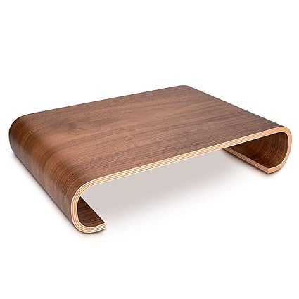 Navaris Supporto Monitor Da Tavolo In Legno Stand Per Schermo Pc Computer Tv Base Universale Da Scrivania Rialzo Per Notebook Portatile Noce