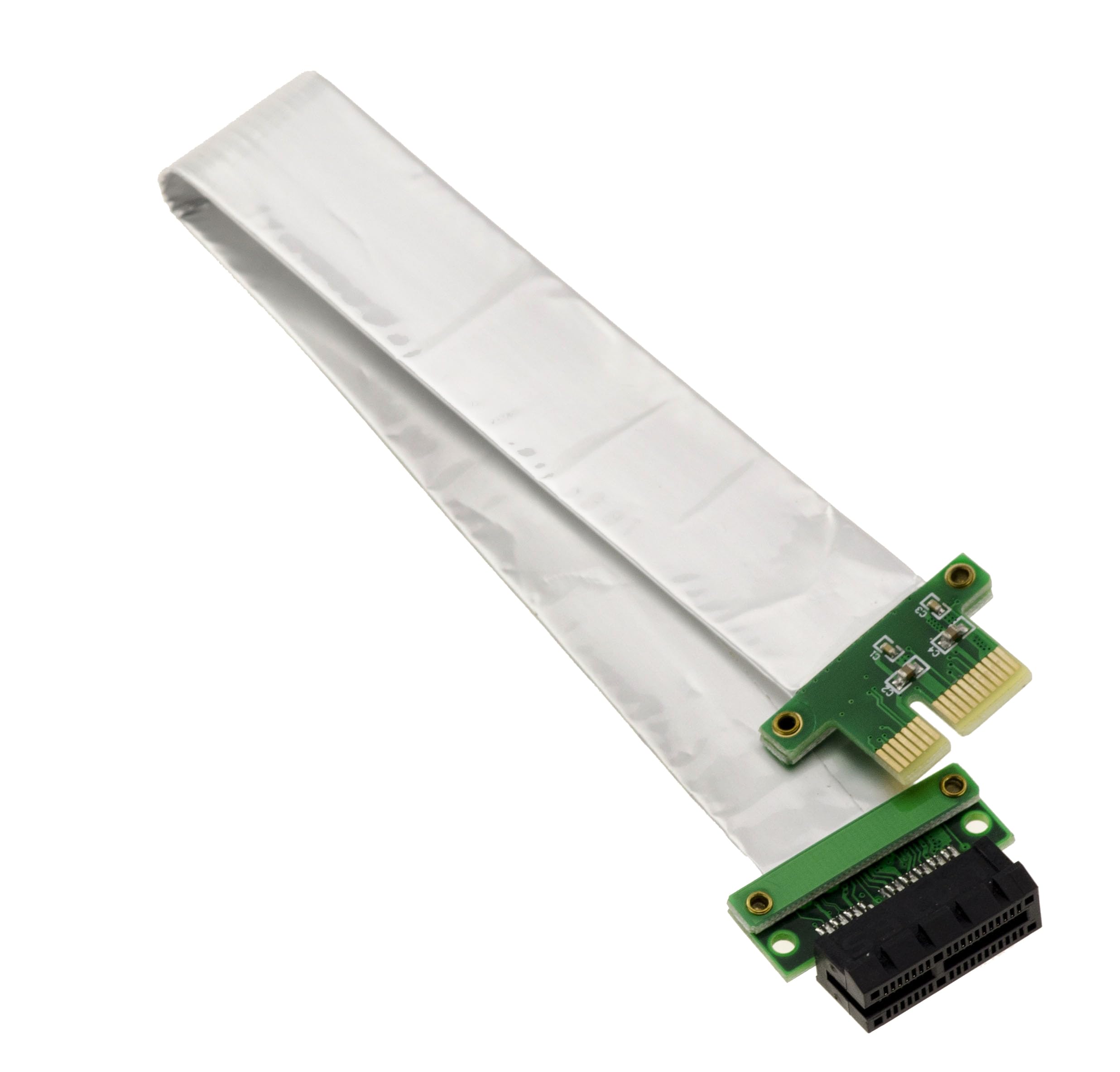 KALEA-INFORMATIQUE RISER riser-type PCI Express expansion cable. PCIe x1 connectors with 19cm shielded ribbon cable, PCIe 1.0 2.0 3.0 compatible.