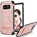 Galaxy Note 8 Case, BENTOBEN Bling Glitter Samsung Note 8 Case 2 in 1 Slim Hybrid TPU Bumper Hard PC Cover Coat Sparkly Shiny Cute Faux Leather with Metal Kickstand for Samsung Galaxy Note8 Rose Gold