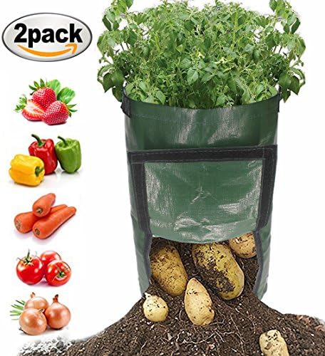 kelvee Grow Garden Bag 10 Gallon Garden Planter Bags Large Grow Bags Plant Tub with Handles & Flap for Vegetables Sweet Potato Tomatoes Strawberry Carrot Onion 2 Pack.