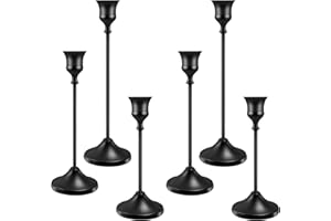 Candlestick Holders 6 PCS Metal Taper Candle Holders, KSWING Black Candle Stick Holders Set, Perfect for Table Centerpiece Mantel Party Wedding Christmas Home Decor, Set of 6