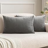 MIULEE Pack of 2, Velvet Soft Solid Decorative Square Throw Pillow Covers Set Cushion Case for Sofa Bedroom Car 12 x 20 Inch 