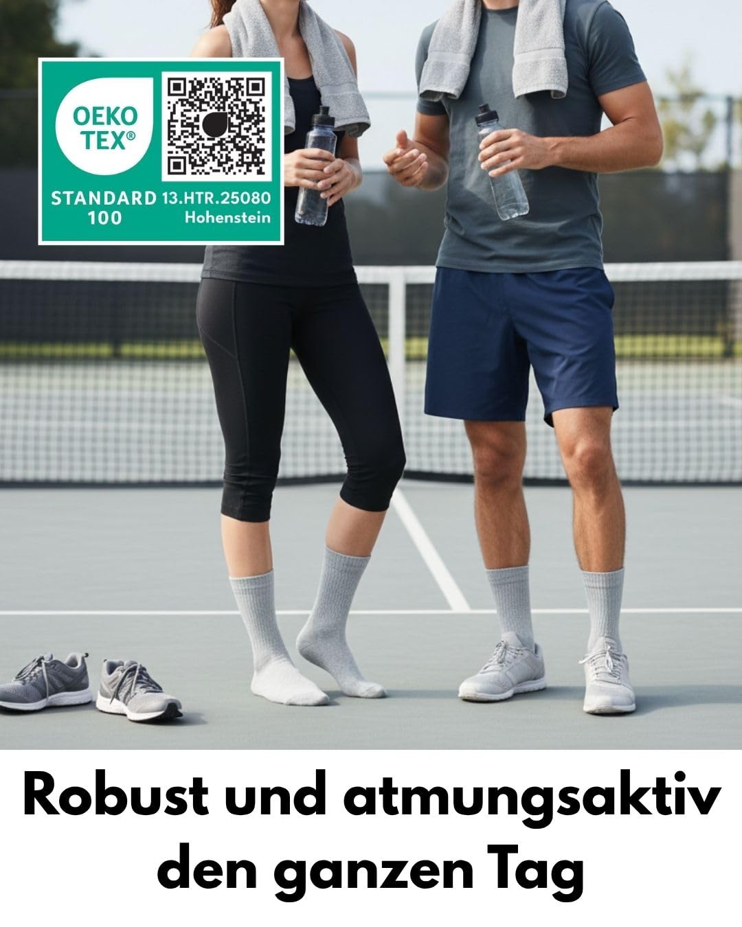 sockenkauf24 10 Paar Sportsocken Herren Grau 43-46 Tennissocken Atmungsaktive Baumwolle Crew Socken 7