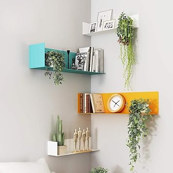 ?ZWJ Wandmontiertes AV-Regal aus Stahl & CD, Spielekonsolen und Kabelboxen ? Wall Partition Shelf 413 (Farbe : Weiß, größe : 