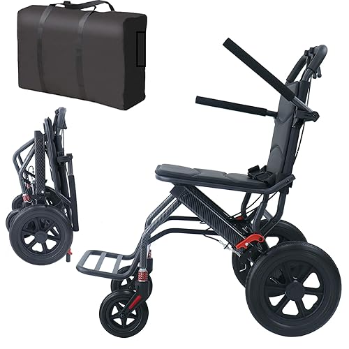 UUZHANG Portable Folding Wheelchair, Travel Wheelchair with handbrake
