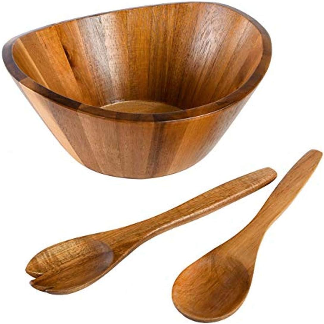 Gibson Home Sherwood 3-Piece Acacia Wood Salad Bowl Set: Kitchen & Dining