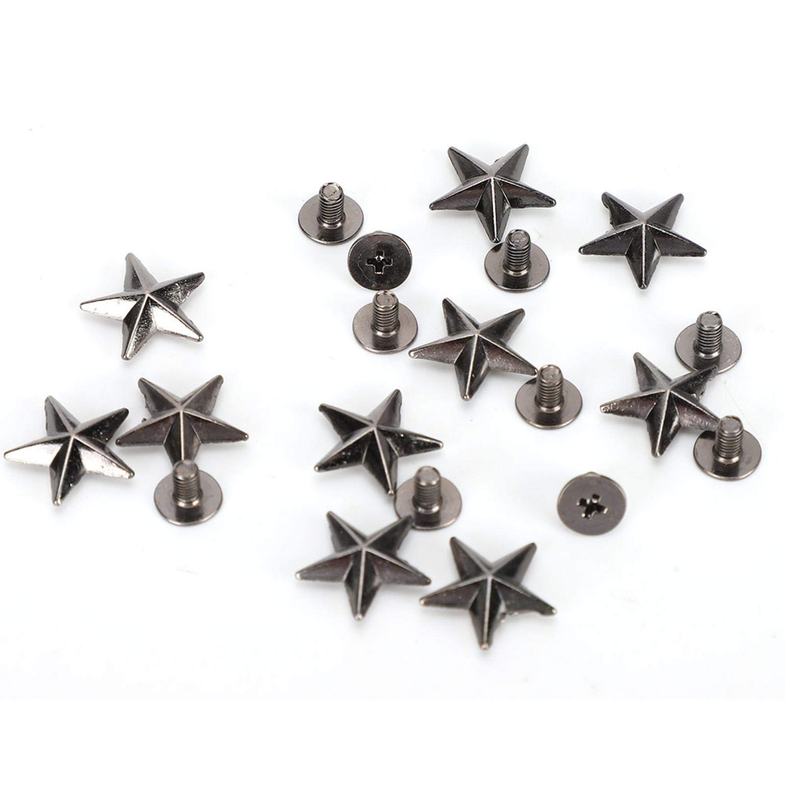 50Pcs Star Shape Rivet Kit, 0.6in Zinc Alloy Star Shaped Studs Rivet for leathercraft Handmade DIY Clothing Bags(Gun Color)