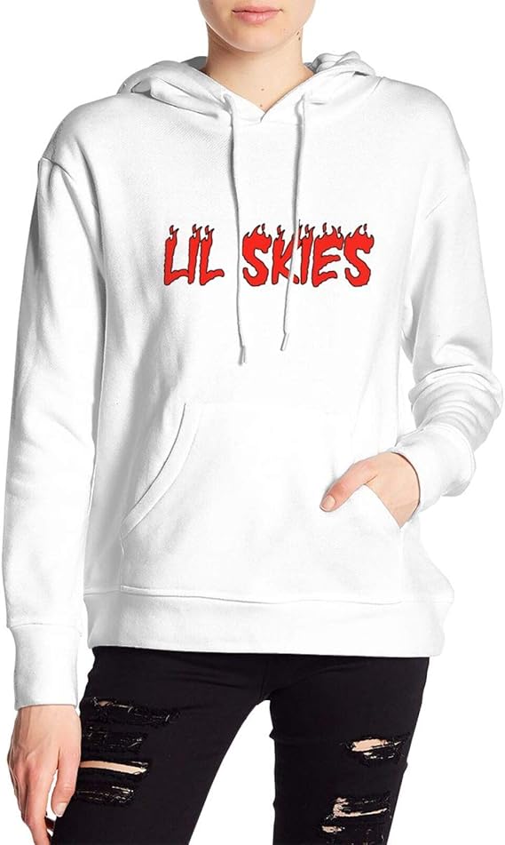 Amazon Co Jp Lil Skies レッド ファイア アルファベット パーカー レディース ファッション デザイン トップス 秋服 長袖 プルオーバー スウェットパーカー 欧米 シンプル フード付き 服 ファッション小物