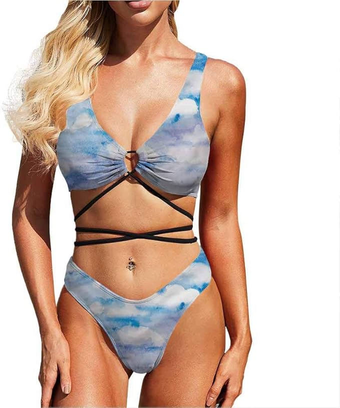 blue triangle bathing suit
