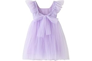 Tutu.kk Toddler Girls Vintage Party Dress Ruffled Sleeve A-Line Tulle Flower Girl Dresses for Wedding,Birthday