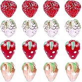 SUNNYCLUE 1 Box 20Pcs 4 Styles Strawberries Glass Beads Fruit Lampwork Beads Bulk Colorful Handmade Crystal Assorted Strawberry Loose Spacers for Jewelry Making DIY Bracelets Necklace Crafts Supplies