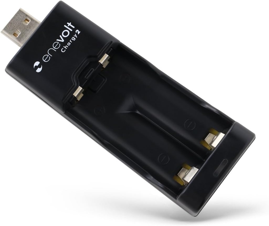 EnevoltChargy2 USB Battery Charger for AA & AAA Ni-MH Rechargeable Batteries with LED indicator - Black