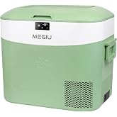 Megiu Car Refrigerator 23 Quart, Portable 12V Freezer for Camping Road Trip | Car &amp; Home Dual-Use Fee, Compact Size, Low Noise &le;39, 0℉~50℉, 12V/24V DC, 100～240V AC, Compressor Cooler, Removable Basket